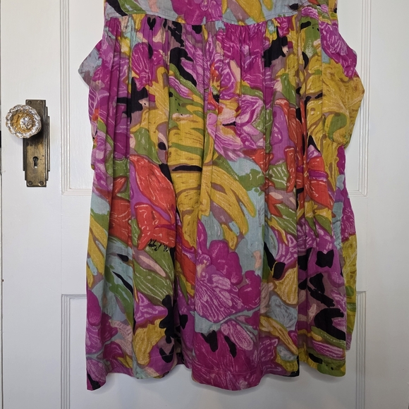 Vintage Erika Taylor Drop-Waist Cotton Dress – Size M – Pink Floral - Picture 3 of 7